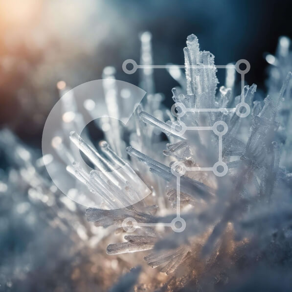 Intra Συλλεκτικό Ξύλινο Παζλ Plywood  4mm - Κοντινό πλάνο μιας παγωμένης νιφάδας χιονιού με κρυστάλλους πάγου Σε Ξύλινο Κουτί - Διαστάσεις: 10x10 cm – 25 κομμάτια