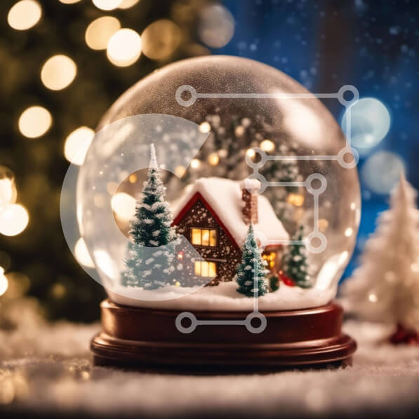 Intra Συλλεκτικό Ξύλινο Παζλ Plywood  4mm - Διακοπές Snow Globe με διακοσμητικό σπίτι και δέντρα Σε Ξύλινο Κουτί - Διαστάσεις: 10x10 cm – 25 κομμάτια