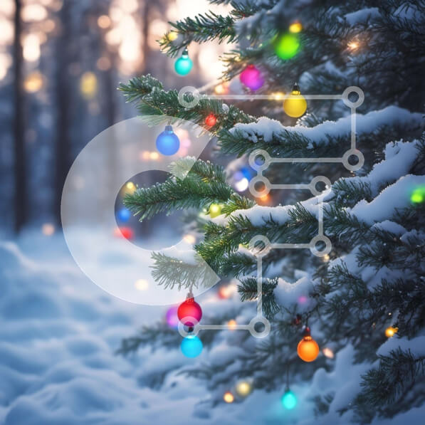 Intra Συλλεκτικό Ξύλινο Παζλ Plywood  4mm - Χιονισμένο χριστουγεννιάτικο δέντρο με πολύχρωμα στολίδια Σε Ξύλινο Κουτί - Διαστάσεις: 10x10 cm – 25 κομμάτια