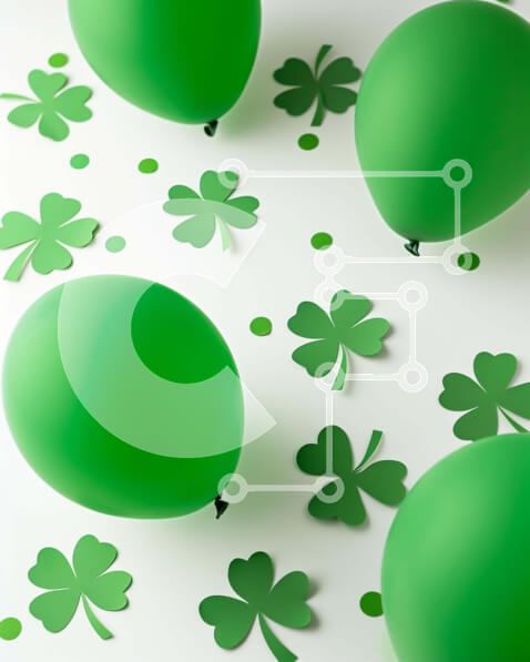 Intra Συλλεκτικό Ξύλινο Παζλ Plywood  4mm - Πράσινα μπαλόνια και τριφύλλια για την ημέρα του Αγίου Πατρικίου Σε Ξύλινο Κουτί - Διαστάσεις: 10x10 cm – 25 κομμάτια