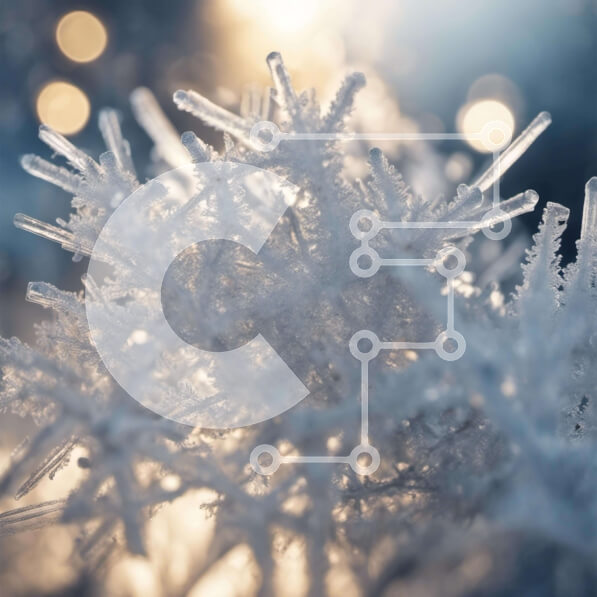 Intra Συλλεκτικό Ξύλινο Παζλ Plywood  4mm - Κοντινό πλάνο νιφάδων χιονιού που καλύπτονται από παγετό ή χιόνι με φώτα Bokeh Σε Ξύλινο Κουτί - Διαστάσεις: 10x10 cm – 25 κομμάτια