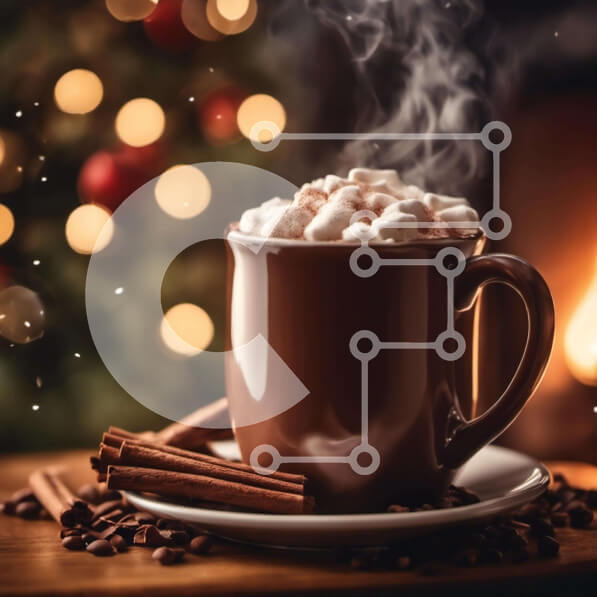 Σετ των 2 Intra Συλλεκτικό Ξύλινο Παζλ Plywood  4mm - Ζεστό κακάο με ξυλάκια κανέλας και marshmallows Σε Ξύλινο Κουτί - Διαστάσεις: 10x10 cm – 25 κομμάτια