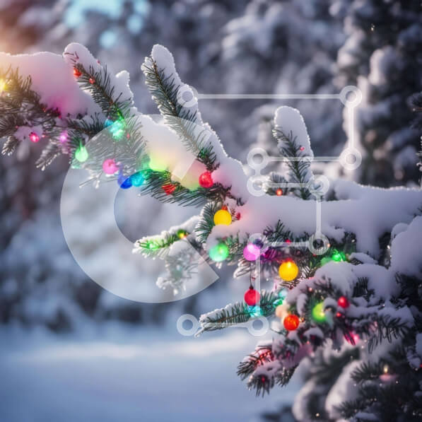 Intra Συλλεκτικό Ξύλινο Παζλ Plywood  4mm - Χιονισμένο δέντρο στολισμένο με πολύχρωμα χριστουγεννιάτικα φωτάκια Σε Ξύλινο Κουτί - Διαστάσεις: 10x10 cm – 25 κομμάτια