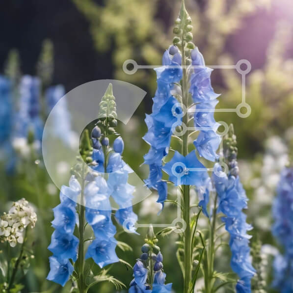 Intra Συλλεκτικό Ξύλινο Παζλ Plywood  4mm - Μπλε και άσπρα λουλούδια στο χωράφι Σε Ξύλινο Κουτί - Διαστάσεις: 10x10 cm – 25 κομμάτια