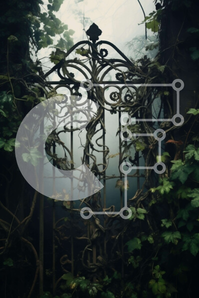 Intra Συλλεκτικό Ξύλινο Παζλ Plywood  4mm - Περίτεχνη πύλη από σφυρήλατο σίδερο με αμπέλια και τρύπα σε σχήμα καρδιάς Σε Ξύλινο Κουτί - Διαστάσεις Puzzle: 10x10 cm – 25 κομμάτια