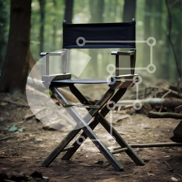 Intra Συλλεκτικό Ξύλινο Παζλ Plywood  4mm - Κενή καρέκλα σκηνοθέτη σε μια δασώδη περιοχή Σε Ξύλινο Κουτί - Διαστάσεις: 10x10 cm – 25 κομμάτια