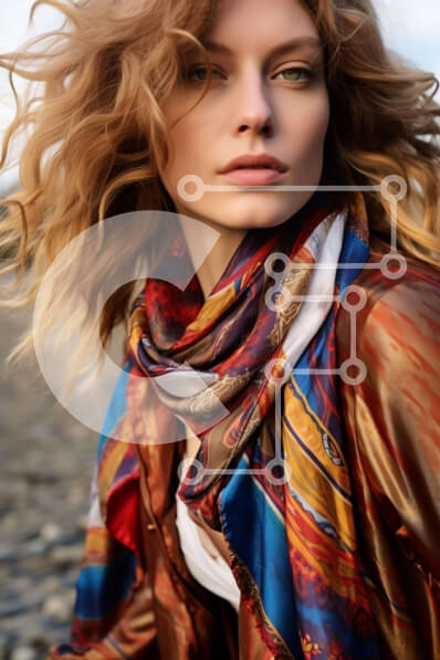 Σετ των 2 Intra Συλλεκτικό Ξύλινο Παζλ Plywood  4mm - Γυναίκα με μακριά σγουρά ξανθά μαλλιά στην παραλία Σε Ξύλινο Κουτί - Διαστάσεις: 10x10 cm – 25 κομμάτια