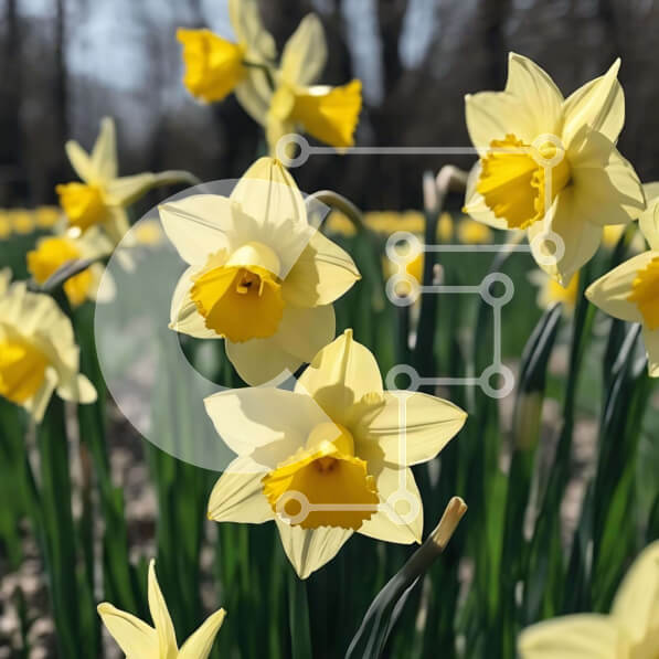 Intra Συλλεκτικό Ξύλινο Παζλ Plywood  4mm - Κίτρινοι Νάρκισσοι σε άνθιση Σε Ξύλινο Κουτί - Διαστάσεις: 10x10 cm – 25 κομμάτια