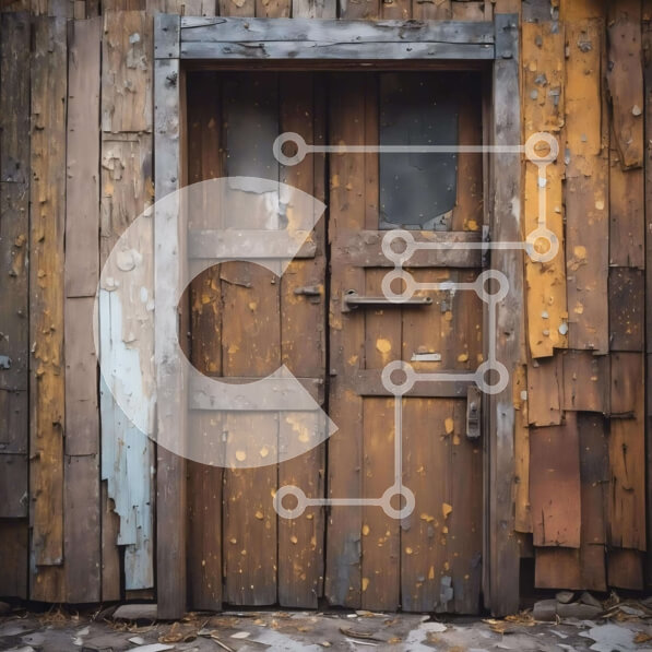 Intra Συλλεκτικό Ξύλινο Παζλ Plywood  4mm - Εγκαταλελειμμένο κτίριο με ξεπερασμένη ξύλινη πόρτα Σε Ξύλινο Κουτί - Διαστάσεις Puzzle: 10x10 cm – 25 κομμάτια