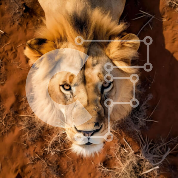 Intra Συλλεκτικό Ξύλινο Παζλ Plywood  4mm - Χαλαρό λιοντάρι σε εναέρια θέα Σε Ξύλινο Κουτί - Διαστάσεις: 10x10 cm – 25 κομμάτια