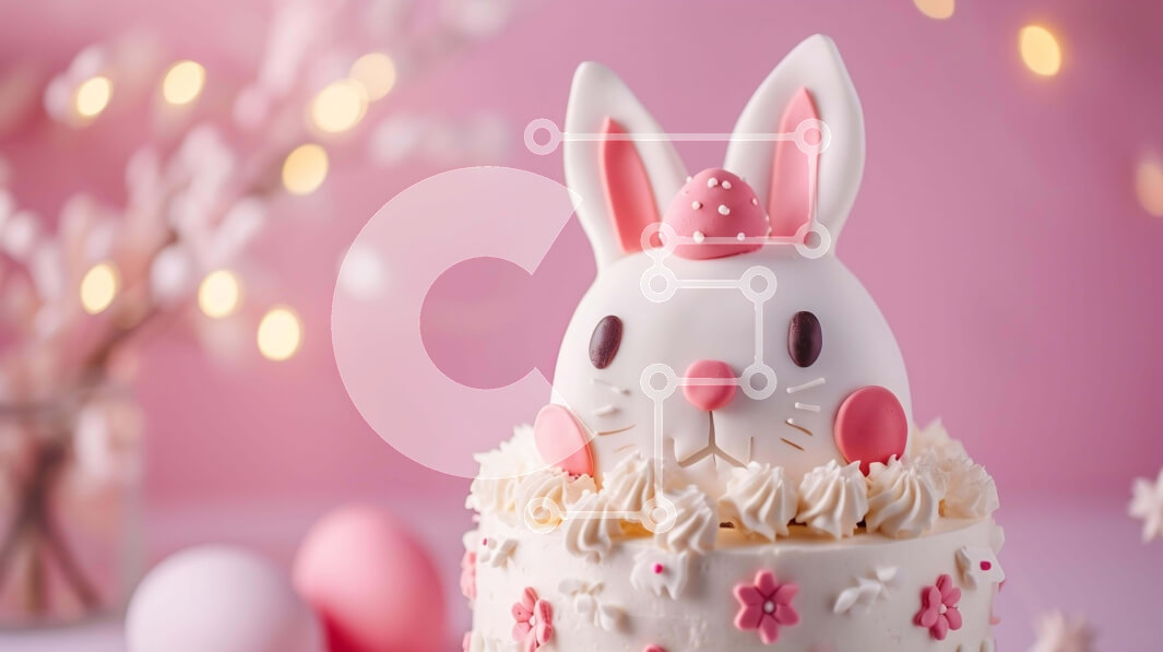 Σετ των 2 Intra Συλλεκτικό Ξύλινο Παζλ Plywood  4mm - Πασχαλινό κέικ λαγουδάκι με ροζ και λευκά διακοσμητικά Σε Ξύλινο Κουτί - Διαστάσεις: 10x10 cm – 25 κομμάτια