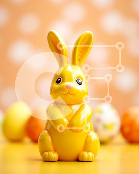 Intra Συλλεκτικό Ξύλινο Παζλ Plywood  4mm - Ειδώλιο λαγουδάκι του Πάσχα με πολύχρωμα αυγά σε πορτοκαλί φόντο Σε Ξύλινο Κουτί - Διαστάσεις: 10x10 cm – 25 κομμάτια