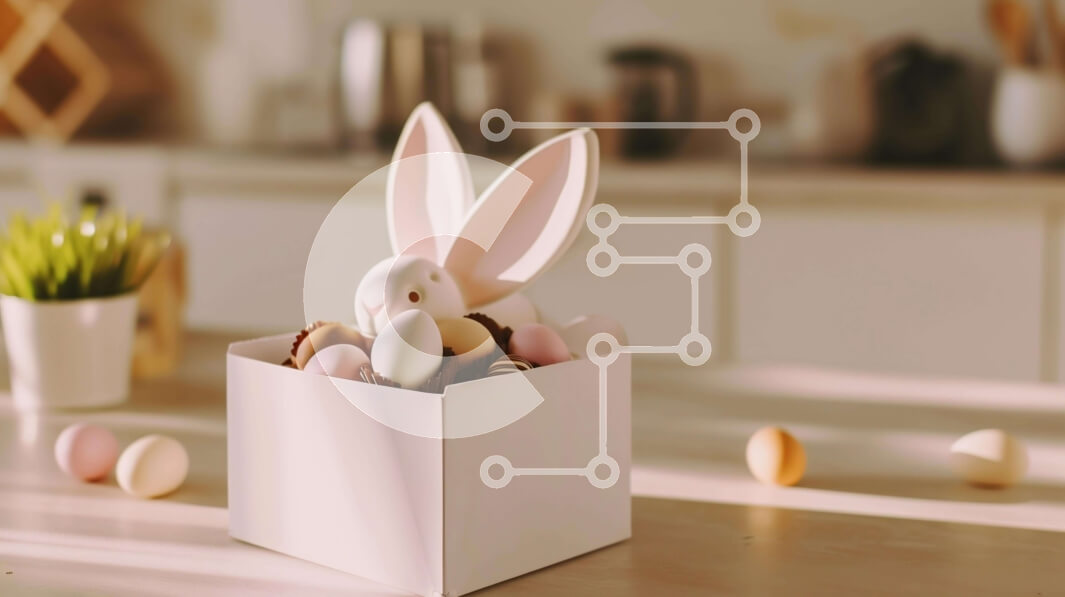 Intra Συλλεκτικό Ξύλινο Παζλ Plywood  4mm - Πασχαλινό κουτί σε σχήμα λαγουδάκι γεμάτο με αυγά σε σκηνικό κουζίνας Σε Ξύλινο Κουτί - Διαστάσεις: 10x10 cm – 25 κομμάτια