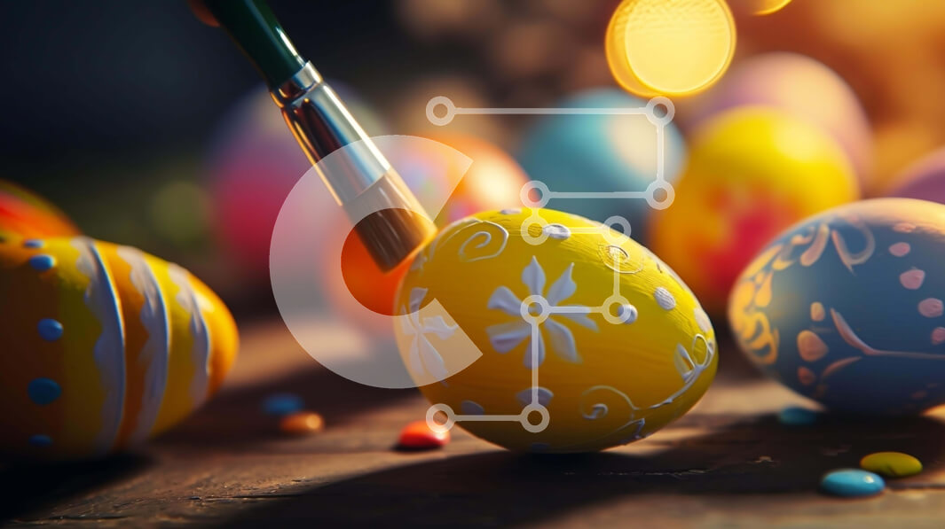 Intra Συλλεκτικό Ξύλινο Παζλ Plywood  4mm - Πολύχρωμα Πασχαλινά αυγά που βάφονται με μια βούρτσα Σε Ξύλινο Κουτί - Διαστάσεις: 10x10 cm – 25 κομμάτια