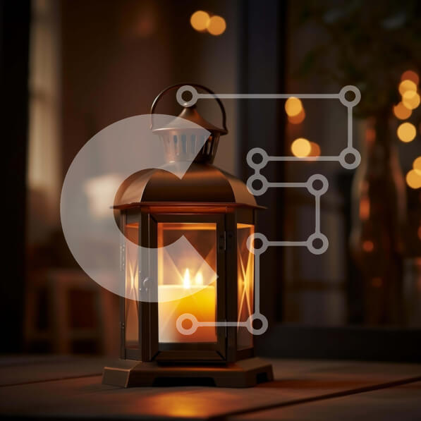 Intra Συλλεκτικό Ξύλινο Παζλ Plywood  4mm - Ρομαντικό φανάρι υπό το φως των κεριών σε ξύλινο τραπέζι Σε Ξύλινο Κουτί - Διαστάσεις Puzzle: 10x10 cm – 25 κομμάτια