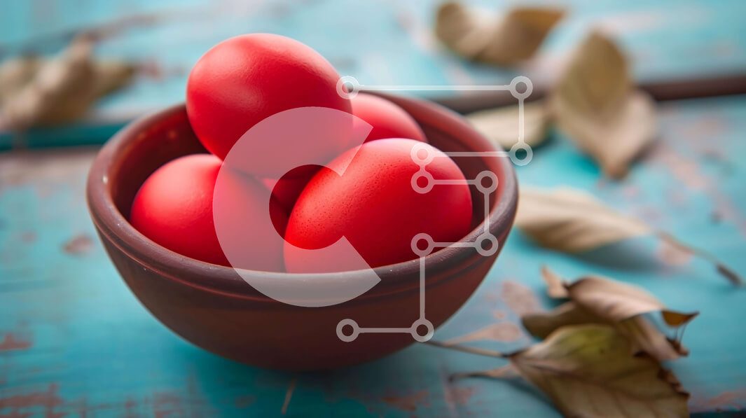 Intra Συλλεκτικό Ξύλινο Παζλ Plywood  4mm - Παραδοσιακά Πασχαλινά αυγά σε ξύλινο τραπέζι Σε Ξύλινο Κουτί - Διαστάσεις: 10x10 cm – 25 κομμάτια