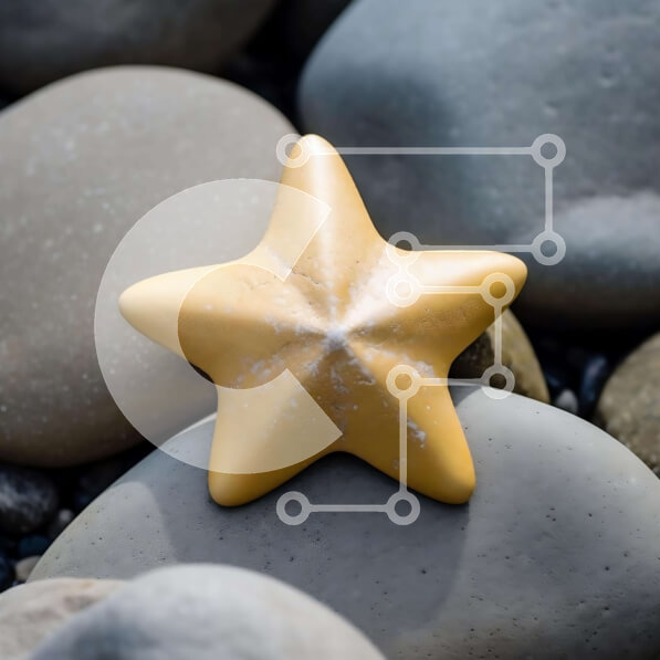 Intra Συλλεκτικό Ξύλινο Παζλ Plywood  4mm - Κίτρινο αστέρι σε γκρίζους βράχους Σε Ξύλινο Κουτί - Διαστάσεις: 10x10 cm – 25 κομμάτια