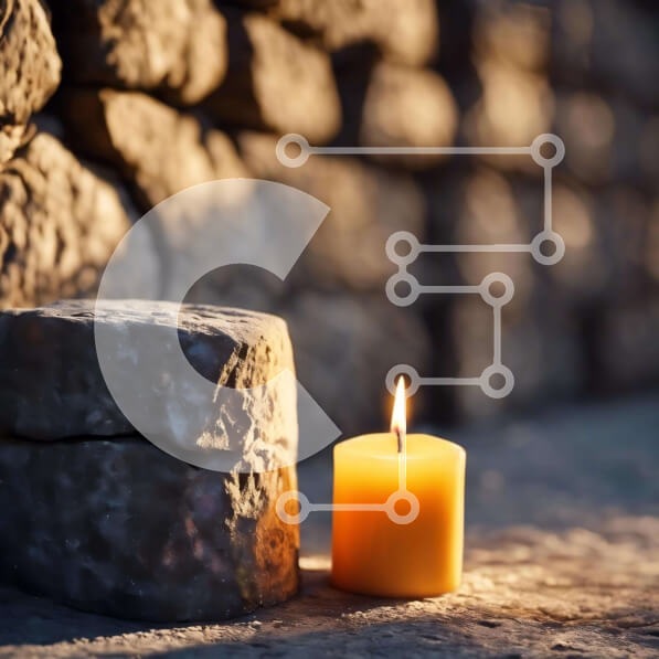 Intra Συλλεκτικό Ξύλινο Παζλ Plywood  4mm - Κερί και Πέτρινος Βωμός ή Ιερό Σε Ξύλινο Κουτί - Διαστάσεις Puzzle: 10x10 cm – 25 κομμάτια