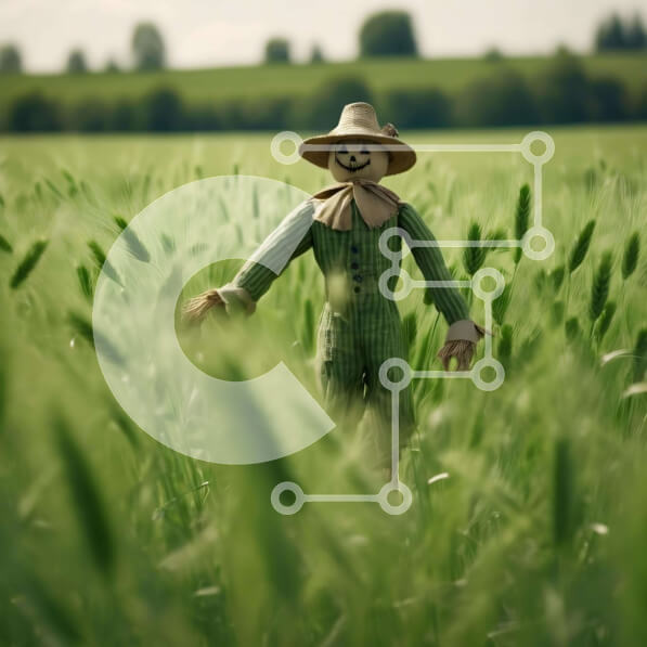 Intra Συλλεκτικό Ξύλινο Παζλ Plywood  4mm - Σκιάχτρο σε χωράφι με ψηλό γρασίδι και κοτσάνια καλαμποκιού Σε Ξύλινο Κουτί - Διαστάσεις: 10x10 cm – 25 κομμάτια