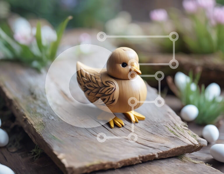 Intra Συλλεκτικό Ξύλινο Παζλ Plywood  4mm - Πασχαλινό ειδώλιο πουλιών και αυγά στο τραπέζι Σε Ξύλινο Κουτί - Διαστάσεις: 10x10 cm – 25 κομμάτια