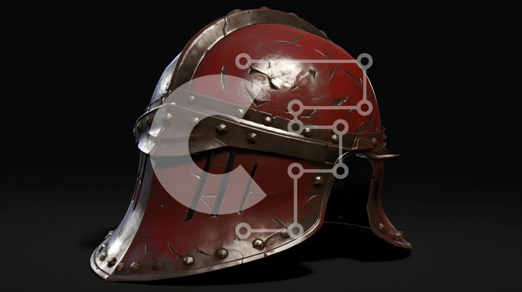 Intra Συλλεκτικό Ξύλινο Παζλ Plywood  4mm - Κόκκινο και μαύρο μεταλλικό κράνος σε σετ πανοπλίας Σε Ξύλινο Κουτί - Διαστάσεις: 10x10 cm – 25 κομμάτια