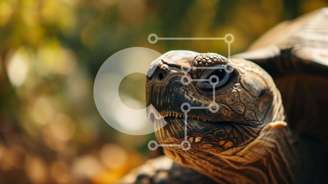 Σετ των 2 Intra Συλλεκτικό Ξύλινο Παζλ Plywood  4mm - Κοντινό πλάνο της ενήλικης χελώνας που κοιτάζει την κάμερα Σε Ξύλινο Κουτί - Διαστάσεις: 10x10 cm – 25 κομμάτια