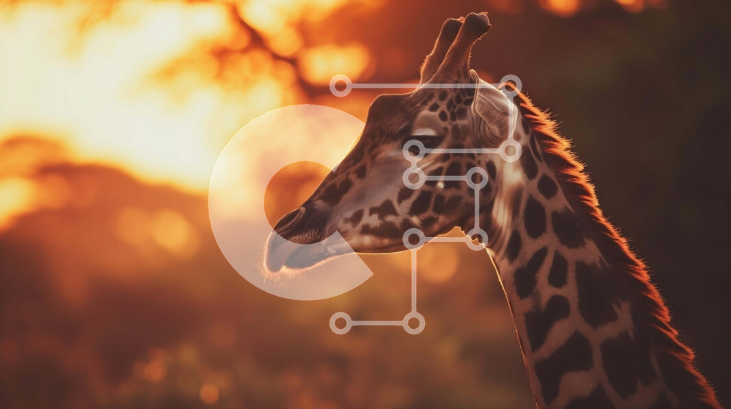 Σετ των 2 Intra Συλλεκτικό Ξύλινο Παζλ Plywood  4mm - Καμηλοπάρδαλη στο δάσος στο ηλιοβασίλεμα Σε Ξύλινο Κουτί - Διαστάσεις: 10x10 cm – 25 κομμάτια