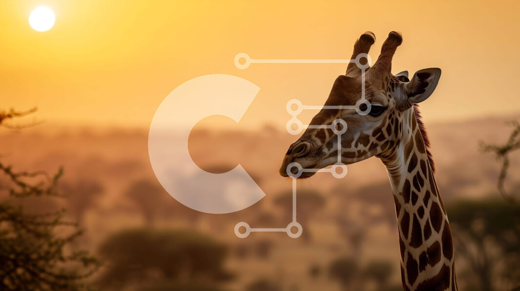 Intra Συλλεκτικό Ξύλινο Παζλ Plywood  4mm - Καμηλοπάρδαλη στη σαβάνα στο ηλιοβασίλεμα Σε Ξύλινο Κουτί - Διαστάσεις: 10x10 cm – 25 κομμάτια