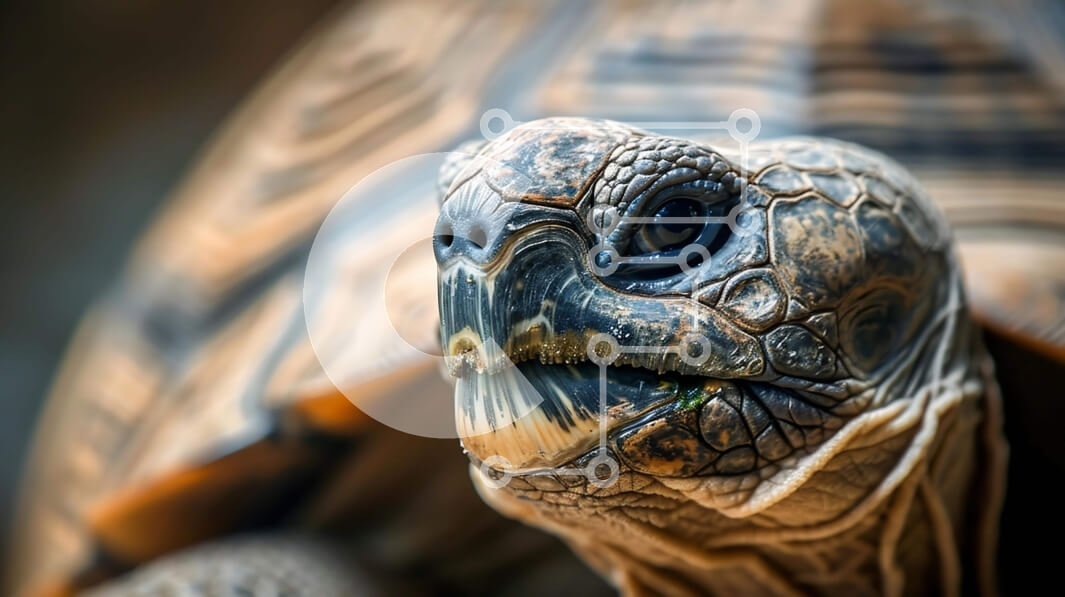 Σετ των 2 Intra Συλλεκτικό Ξύλινο Παζλ Plywood  4mm - Κοντινό πλάνο του προσώπου μιας χελώνας Σε Ξύλινο Κουτί - Διαστάσεις: 10x10 cm – 25 κομμάτια