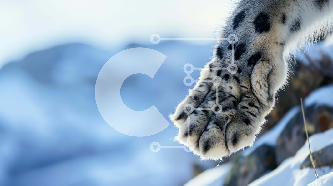 Σετ των 2 Intra Συλλεκτικό Ξύλινο Παζλ Plywood  4mm - Πόδι λεοπάρδαλης χιονιού στο χιονισμένο έδαφος Σε Ξύλινο Κουτί - Διαστάσεις: 10x10 cm – 25 κομμάτια