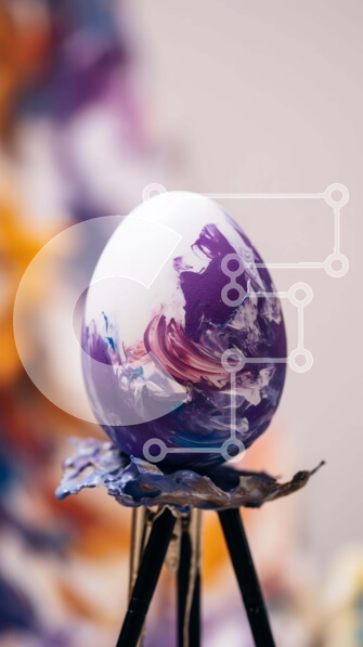 Intra Συλλεκτικό Ξύλινο Παζλ Plywood  4mm - Λευκή, μωβ και μπλε μαρμάρινη μπάλα σε σιδερένια βάση Σε Ξύλινο Κουτί - Διαστάσεις: 10x10 cm – 25 κομμάτια