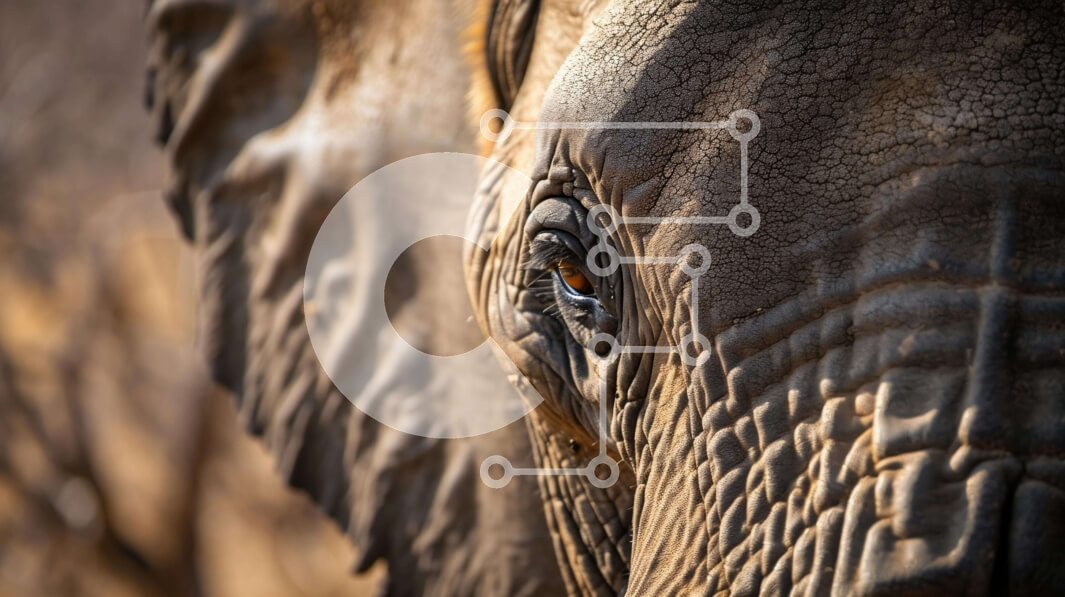 Intra Συλλεκτικό Ξύλινο Παζλ Plywood  4mm - Κοντινό πλάνο του ματιού ενός ελέφαντα Σε Ξύλινο Κουτί - Διαστάσεις: 10x10 cm – 25 κομμάτια