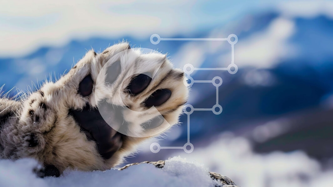 Intra Συλλεκτικό Ξύλινο Παζλ Plywood  4mm - Γούνινο πόδι ζώου σε χιονισμένο έδαφος με βουνά Σε Ξύλινο Κουτί - Διαστάσεις: 10x10 cm – 25 κομμάτια