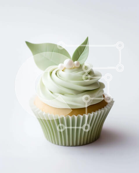 Σετ των 2 Intra Συλλεκτικό Ξύλινο Παζλ Plywood  4mm - Φρεσκοψημένο Cupcake με λευκό παγωμένο και πράσινα φύλλα Σε Ξύλινο Κουτί - Διαστάσεις: 10x10 cm – 25 κομμάτια