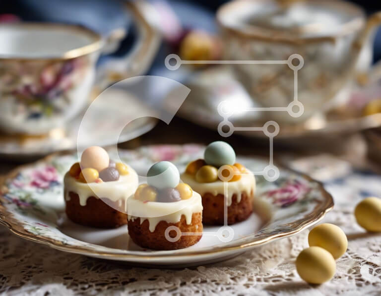 Σετ των 2 Intra Συλλεκτικό Ξύλινο Παζλ Plywood  4mm - Τραπέζι με επιδόρπια και τσαγιέρα Σε Ξύλινο Κουτί - Διαστάσεις: 10x10 cm – 25 κομμάτια