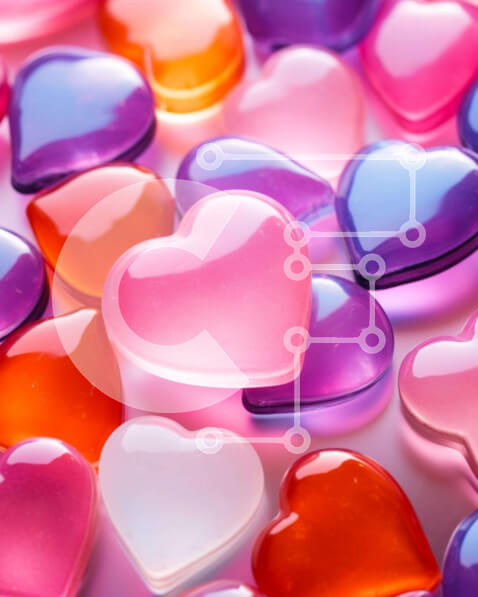 Intra Συλλεκτικό Ξύλινο Παζλ Plywood  4mm - Πολύχρωμες πλαστικές χάντρες σε σχήμα καρδιάς στο τραπέζι Σε Ξύλινο Κουτί - Διαστάσεις Puzzle: 10x10 cm – 25 κομμάτια