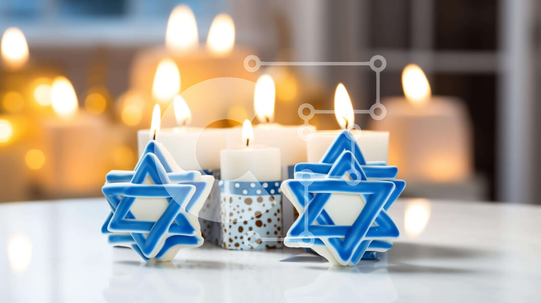 Intra Συλλεκτικό Ξύλινο Παζλ Plywood  4mm - Διακοσμήσεις τραπεζιού Hanukkah με κεριά και μπισκότα Σε Ξύλινο Κουτί - Διαστάσεις: 10x10 cm – 25 κομμάτια