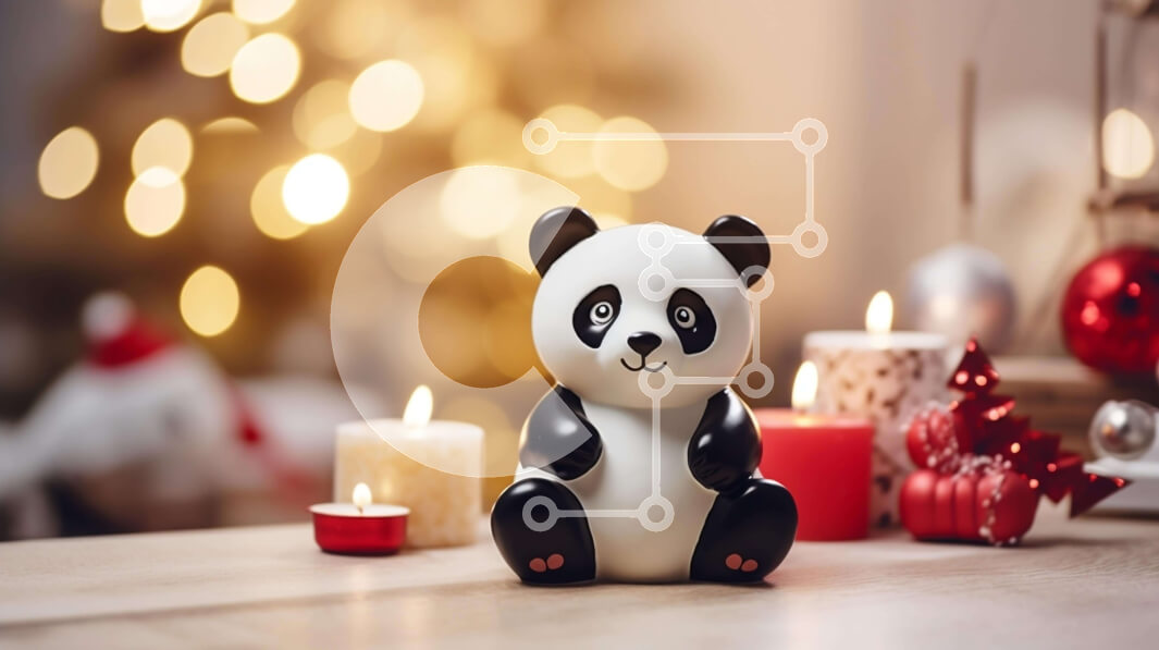 Intra Συλλεκτικό Ξύλινο Παζλ Plywood  4mm - Ειδώλιο αρκούδας Panda με κεριά στο τραπέζι Σε Ξύλινο Κουτί - Διαστάσεις: 10x10 cm – 25 κομμάτια