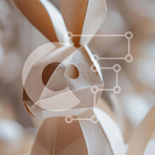 Intra Συλλεκτικό Ξύλινο Παζλ Plywood  4mm - Origami Πασχαλινό λαγουδάκι αυγό διακόσμηση Σε Ξύλινο Κουτί - Διαστάσεις Puzzle: 10x10 cm – 25 κομμάτια