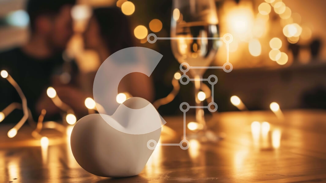 Intra Συλλεκτικό Ξύλινο Παζλ Plywood  4mm - Ρομαντικό αντικείμενο σε σχήμα καρδιάς με ποτήρια κρασιού και κεριά Σε Ξύλινο Κουτί - Διαστάσεις Puzzle: 10x10 cm – 25 κομμάτια