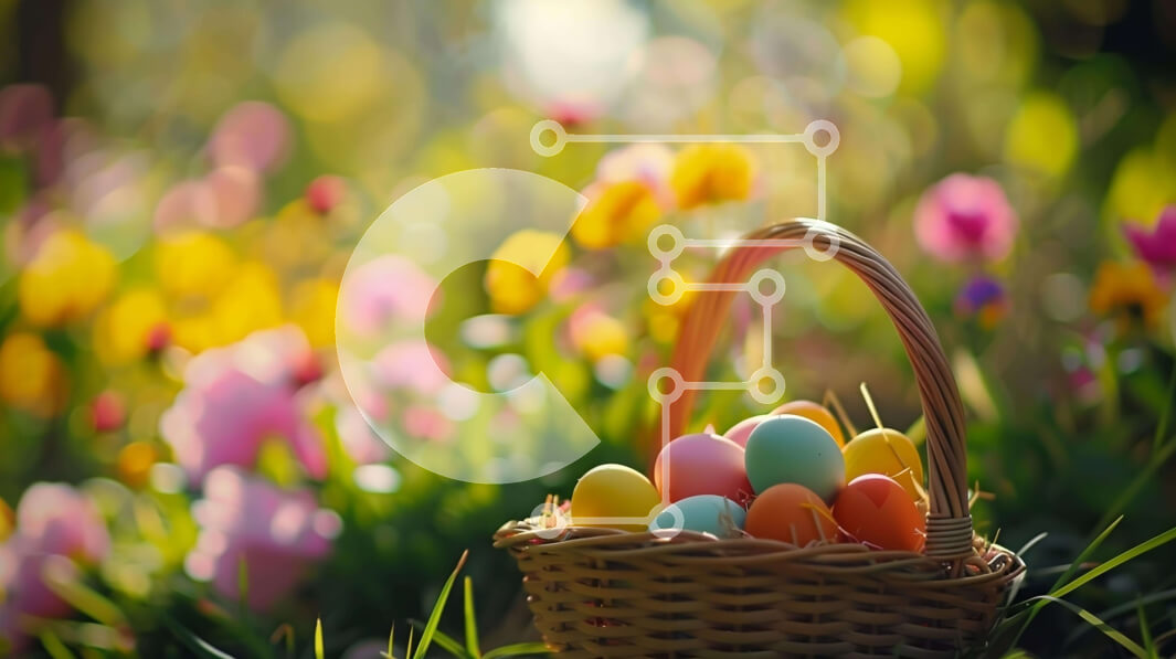 Intra Συλλεκτικό Ξύλινο Παζλ Plywood  4mm - Πολύχρωμα Πασχαλινά αυγά σε έναν κήπο με λουλούδια Σε Ξύλινο Κουτί - Διαστάσεις: 10x10 cm – 25 κομμάτια