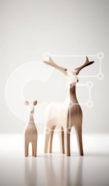 Intra Συλλεκτικό Ξύλινο Παζλ Plywood  4mm - Δύο ξύλινα ειδώλια ελαφιών που στέκονται μαζί Σε Ξύλινο Κουτί - Διαστάσεις Puzzle: 10x10 cm – 25 κομμάτια