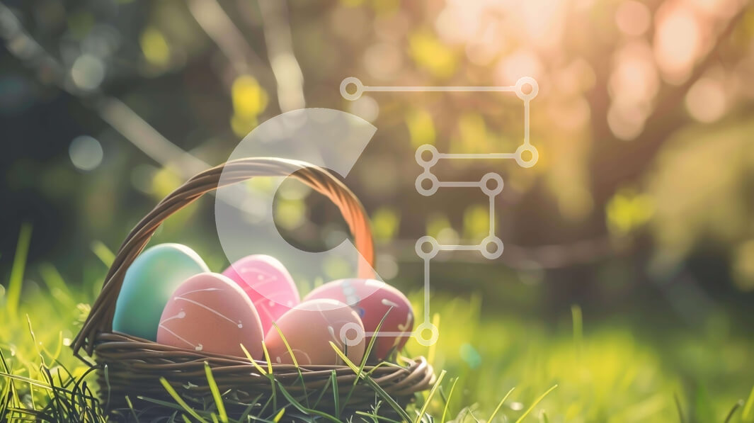 Intra Συλλεκτικό Ξύλινο Παζλ Plywood  4mm - Πολύχρωμα Πασχαλινά αυγά σε ένα καλάθι γεμάτο γρασίδι Σε Ξύλινο Κουτί - Διαστάσεις: 10x10 cm – 25 κομμάτια