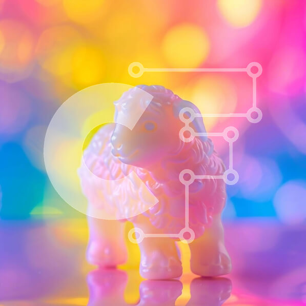 Intra Συλλεκτικό Ξύλινο Παζλ Plywood  4mm - Παιχνίδι πρόβατα σε πολύχρωμο φόντο Bokeh Σε Ξύλινο Κουτί - Διαστάσεις: 10x10 cm – 25 κομμάτια