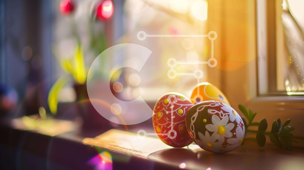 Intra Συλλεκτικό Ξύλινο Παζλ Plywood  4mm - Βαμμένα Πασχαλινά αυγά στο φως του ήλιου στο περβάζι παραθύρου Σε Ξύλινο Κουτί - Διαστάσεις: 10x10 cm – 25 κομμάτια