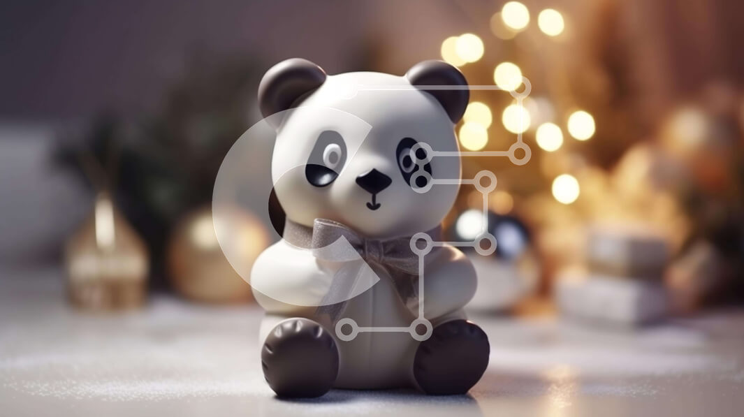 Intra Συλλεκτικό Ξύλινο Παζλ Plywood  4mm - Λευκό και μαύρο ειδώλιο αρκούδας panda με χριστουγεννιάτικα στολίδια Σε Ξύλινο Κουτί - Διαστάσεις: 10x10 cm – 25 κομμάτια