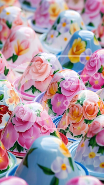 Intra Συλλεκτικό Ξύλινο Παζλ Plywood  4mm - Πολύχρωμα στοιβαγμένα με λουλούδια μπολ Σε Ξύλινο Κουτί - Διαστάσεις: 10x10 cm – 25 κομμάτια