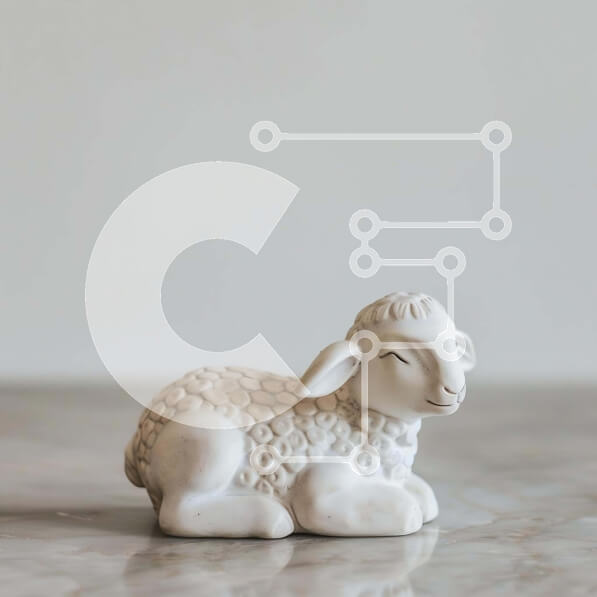 Intra Συλλεκτικό Ξύλινο Παζλ Plywood  4mm - Λευκό Κεραμικό Πρόβατο Ειδώλιο ύπνου Σε Ξύλινο Κουτί - Διαστάσεις Puzzle: 10x10 cm – 25 κομμάτια