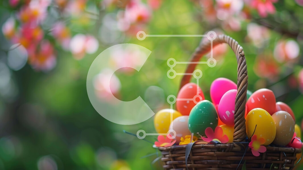 Intra Συλλεκτικό Ξύλινο Παζλ Plywood  4mm - Πολύχρωμα Πασχαλινά αυγά σε ένα διακοσμητικό καλάθι Σε Ξύλινο Κουτί - Διαστάσεις: 10x10 cm – 25 κομμάτια