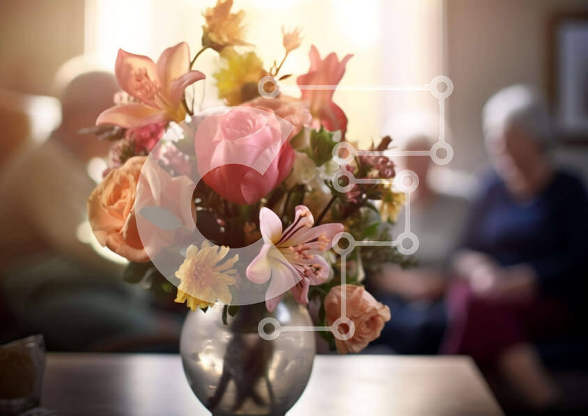 Intra Συλλεκτικό Ξύλινο Παζλ Plywood  4mm - Ασημένιο βάζο με πολύχρωμα λουλούδια στο τραπέζι Σε Ξύλινο Κουτί - Διαστάσεις: 10x10 cm – 25 κομμάτια